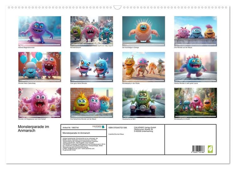 Produktbild: Monsterparade im Anmarsch (Wandkalender 2026 DIN A2 quer), CALVENDO Monatskalender
