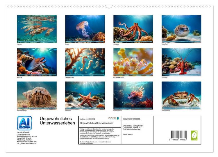 Produktbild: Ungew&ouml;hnliches Unterwasserleben (hochwertiger Premium Wandkalender 2027 DIN A2 quer), Kunstdruck in Hochglanz
