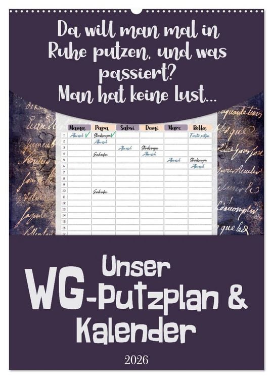 Produktbild: Gothic WG-Putzplan & Kalender 2026 (Wandkalender 2026 DIN A2 hoch), CALVENDO Monatskalender