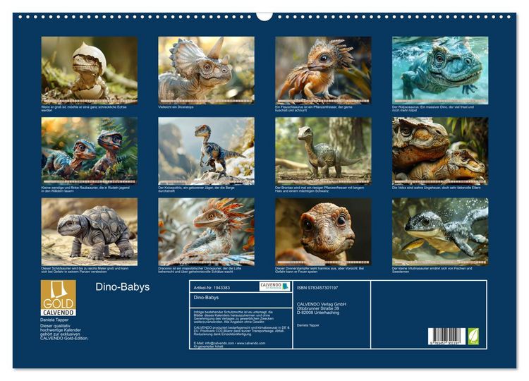 Produktbild: Dino-Babys (Wandkalender 2026 DIN A2 quer), CALVENDO Monatskalender