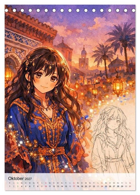 Produktbild: Anime Weltreise (Tischkalender 2027 DIN A5 hoch), CALVENDO Monatskalender