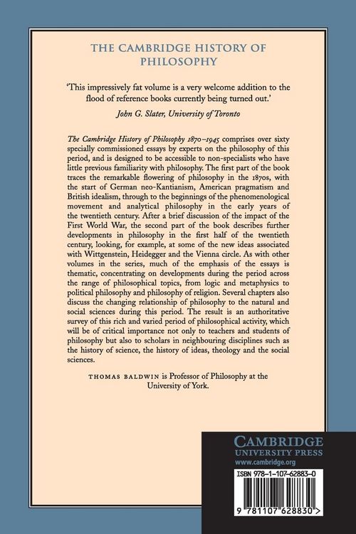 Produktbild: The Cambridge History of Philosophy 1870-1945