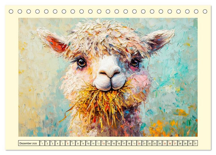 Produktbild: Alpakas. Entz&uuml;ckende Paintings in duftigen Farben (Tischkalender 2026 DIN A5 quer), CALVENDO Monatskalender
