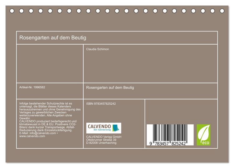 Produktbild: Rosengarten auf dem Beutig (Tischkalender 2026 DIN A5 quer), CALVENDO Monatskalender