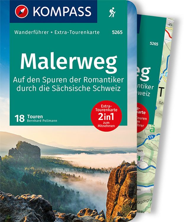 Produktbild: KOMPASS Wanderf&uuml;hrer Malerweg - Auf den Spuren der Romantiker durch die S&auml;chsische Schweiz, 18 Touren mit Extra-Tourenkarte