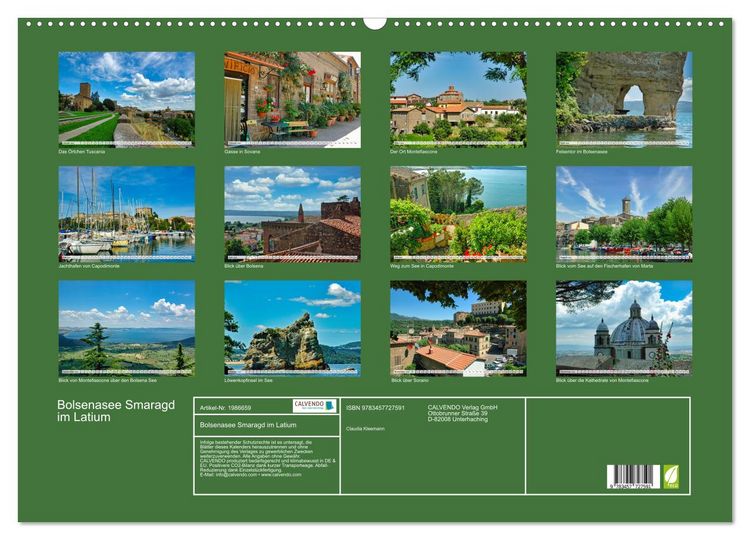 Produktbild: Bolsenasee Smaragd im Latium (Wandkalender 2026 DIN A2 quer), CALVENDO Monatskalender