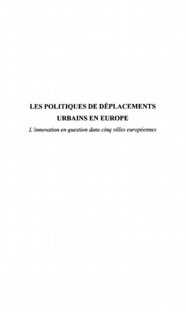 Produktbild: Politique de deplacement urbain en europ