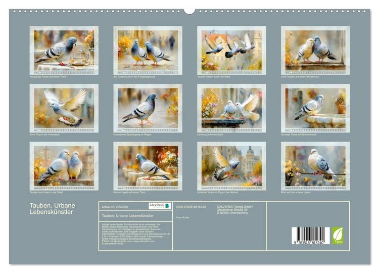 Produktbild: Tauben. Urbane Lebensk&uuml;nstler (hochwertiger Premium Wandkalender 2027 DIN A2 quer), Kunstdruck in Hochglanz