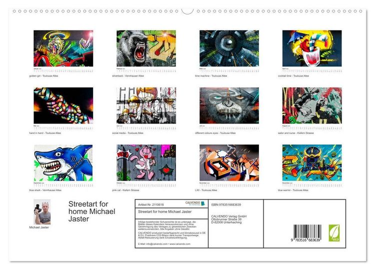 Produktbild: Streetart for home Michael Jaster (hochwertiger Premium Wandkalender 2026 DIN A2 quer), Kunstdruck in Hochglanz