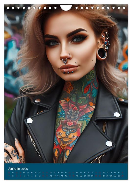 Produktbild: Tattoo und Piercing Women (Wandkalender 2026 DIN A4 hoch), CALVENDO Monatskalender