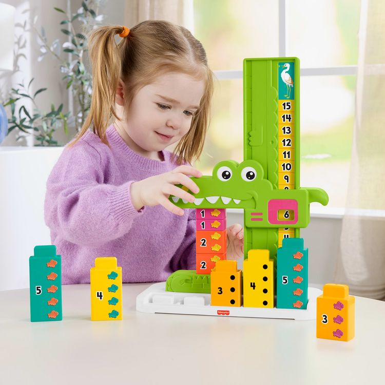 Produktbild: Fisher-Price Mein Zahlen-Krokodil Lernspielzeug mit 10 Stapelbl&ouml;cken f&uuml;r Kleinkinder