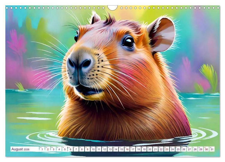 Produktbild: Wasserschweine. Mit Capybaras durch Fluss, Feld und Jahreszeiten (Wandkalender 2026 DIN A3 quer), CALVENDO Monatskalender