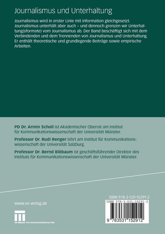 Produktbild: Journalismus und Unterhaltung
