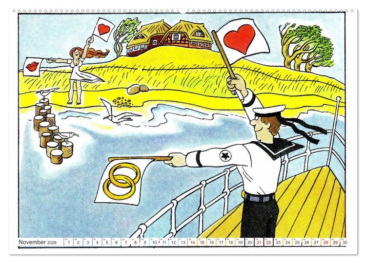 Produktbild: Da lachte die NVA - Karikaturen aus der DDR (hochwertiger Premium Wandkalender 2026 DIN A2 quer), Kunstdruck in Hochglanz