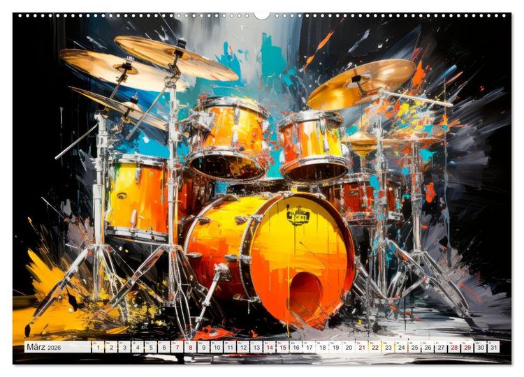 Produktbild: MUSIKINSTRUMENTE Moderne dekorative Inszenierung (hochwertiger Premium Wandkalender 2026 DIN A2 quer), Kunstdruck in Hochglanz