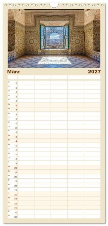 Produktbild: Familienplaner 2027 - Marokko: Marrakesch, Atlas, Sahara, F&egrave;s mit 5 Spalten (Wandkalender, 21 x 45 cm) CALVENDO