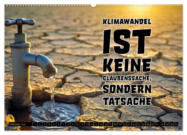 Produktbild: KLIMAWANDEL - Impressionen mit Spr&uuml;chen (hochwertiger Premium Wandkalender 2026 DIN A2 quer), Kunstdruck in Hochglanz