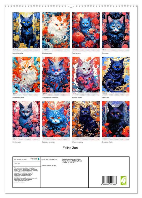 Produktbild: Feline Zen (High Quality Premium Wall Calendar 2026 DIN A2 portrait),CALVENDO 12 Month Wall Calendar
