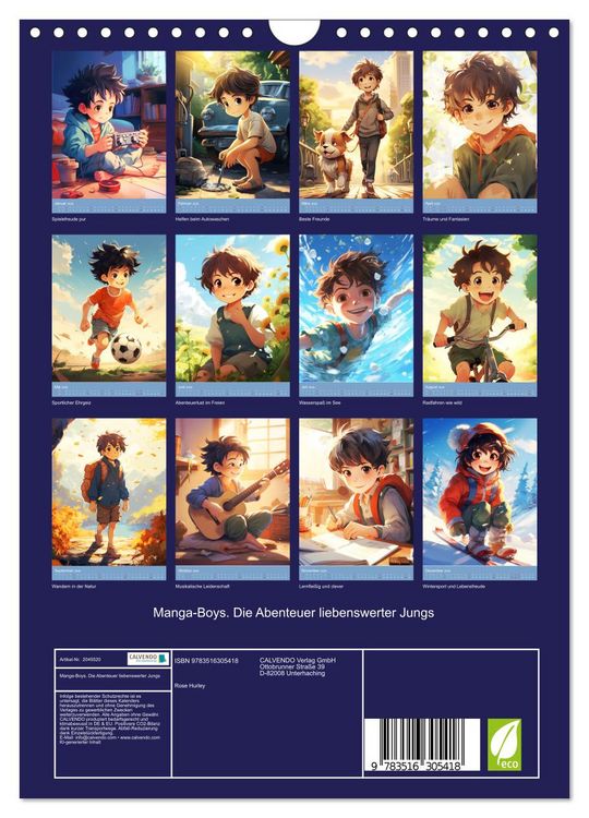 Produktbild: Manga-Boys. Die Abenteuer liebenswerter Jungs (Wandkalender 2026 DIN A4 hoch), CALVENDO Monatskalender