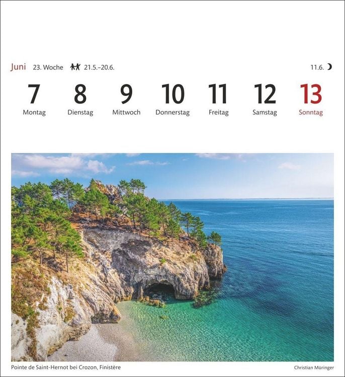 Produktbild: Bretagne & Normandie Sehnsuchtskalender 2027 - Wochenkalender mit 53 Postkarten