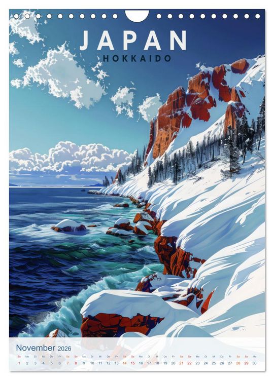 Produktbild: Japan - Old School Poster Style (Wandkalender 2026 DIN A4 hoch), CALVENDO Monatskalender