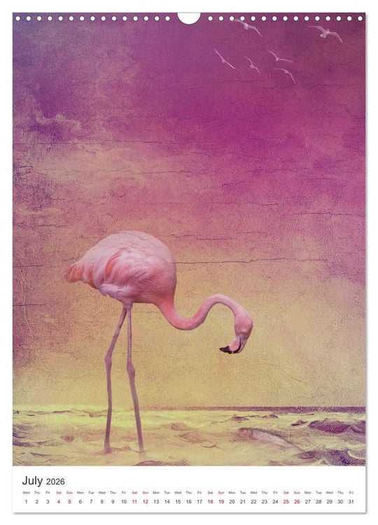 Produktbild: Flamingo and the sea (Wall Calendar 2026 DIN A3 portrait), CALVENDO 12 Month Wall Calendar