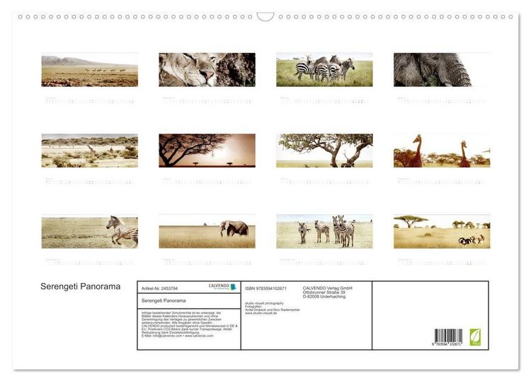 Produktbild: Serengeti Panorama (Wandkalender 2027 DIN A2 quer), CALVENDO Monatskalender