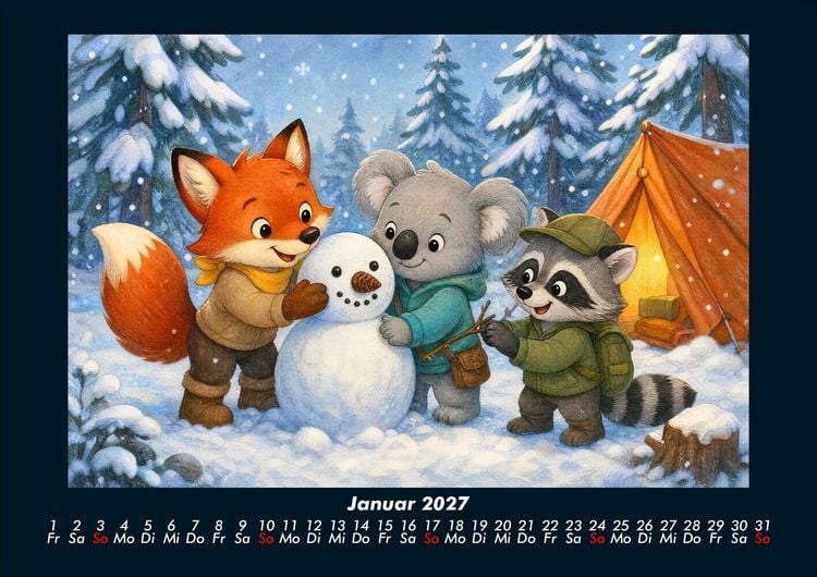 Produktbild: Camping-Abenteuer mit Finn, Kiki & Rocco 2027 Fotokalender DIN A4