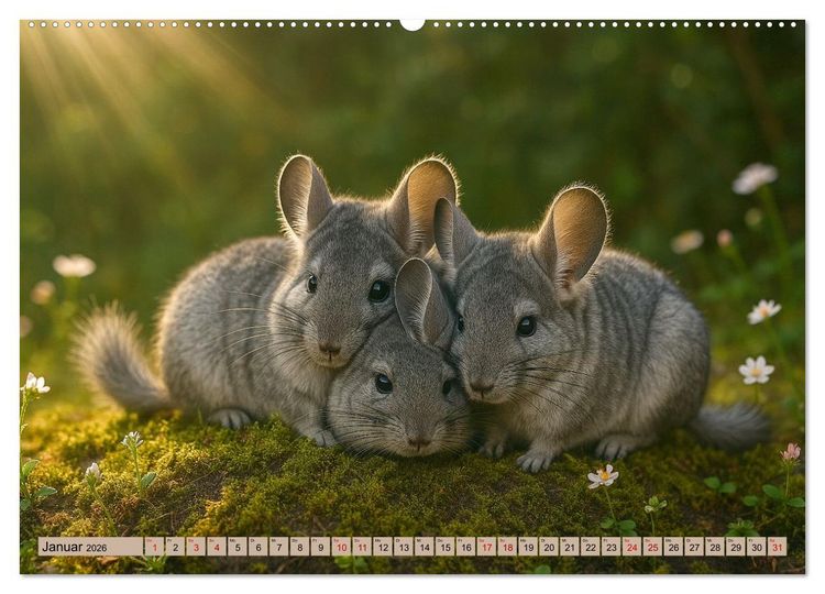 Produktbild: Chinchillas - Meister der Niedlichkeit (Wandkalender 2026 DIN A2 quer), CALVENDO Monatskalender