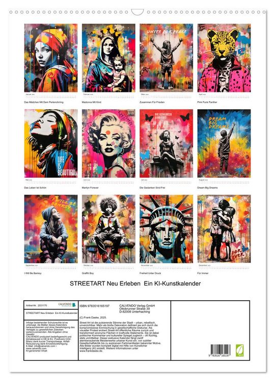 Produktbild: STREETART Neu Erleben Ein KI-Kunstkalender (Wandkalender 2026 DIN A2 hoch), CALVENDO Monatskalender