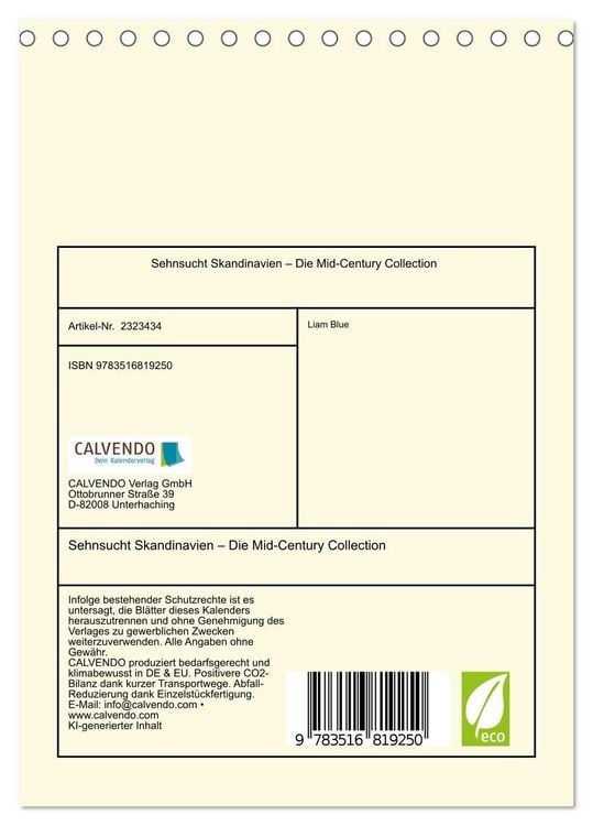 Produktbild: Sehnsucht Skandinavien &ndash; Die Mid-Century Collection (Tischkalender 2027 DIN A5 hoch), CALVENDO Monatskalender