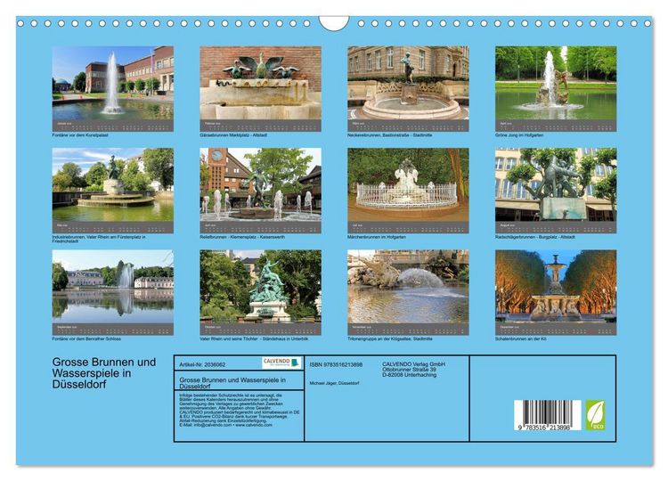 Produktbild: Grosse Brunnen und Wasserspiele in D&uuml;sseldorf (Wandkalender 2026 DIN A3 quer), CALVENDO Monatskalender