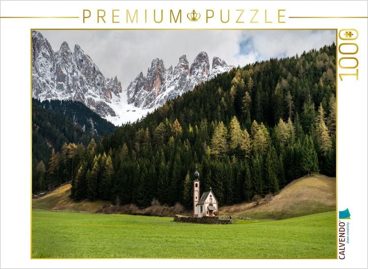 Produktbild: CALVENDO Puzzle San Giovanni in Ranui Kirche, Dolomiten | 1000 Teile Lege-Gr&ouml;&szlig;e 64x48cm Foto-Puzzle f&uuml;r gl&uuml;ckliche Stunden