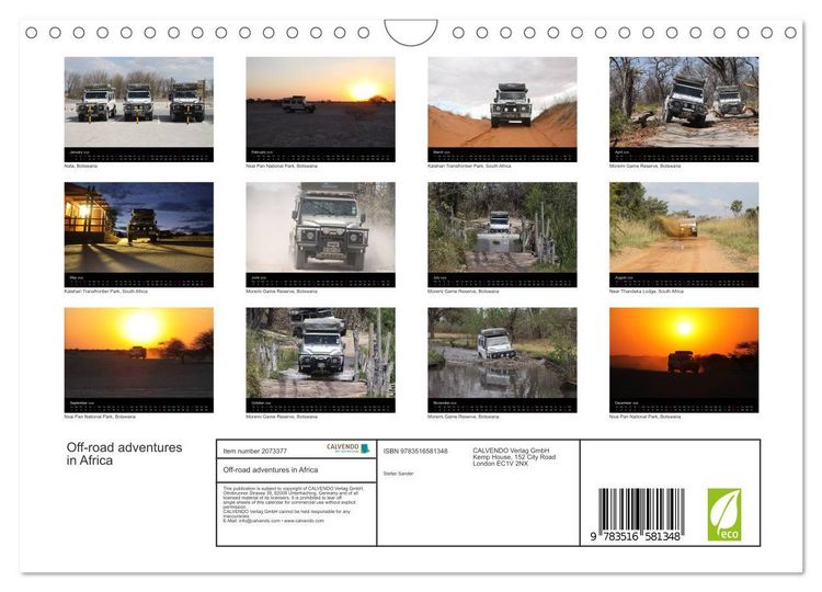 Produktbild: Off-road adventures in Africa (Wall Calendar 2026 DIN A4 landscape), CALVENDO 12 Month Wall Calendar
