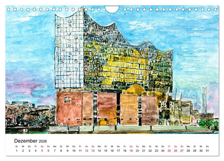 Produktbild: Hamburg in stillen Aquarellen (Wandkalender 2026 DIN A4 quer), CALVENDO Monatskalender