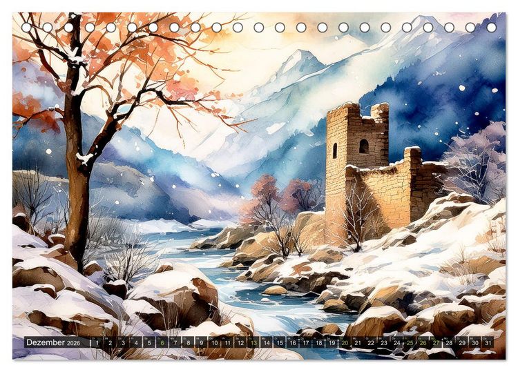 Produktbild: Die Natur in Aquarellbildern (Tischkalender 2026 DIN A5 quer), CALVENDO Monatskalender