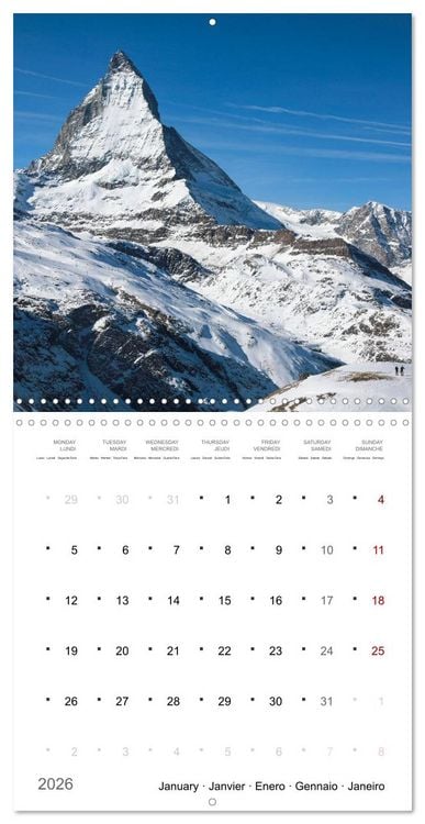 Produktbild: Les merveilles du Valais (Calendrier mural carr&eacute; 2026 30x30 cm) Calendrier double avec une page pour vos prises de notes