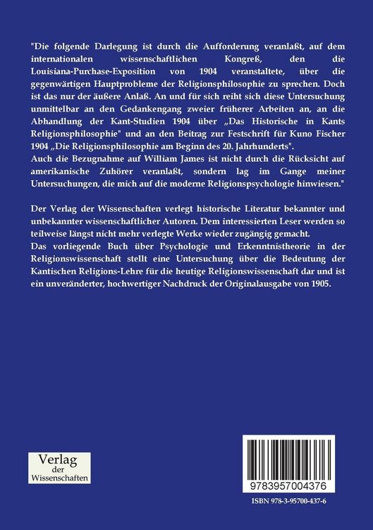 Produktbild: Psychologie und Erkenntnistheorie in der Religionswissenschaft