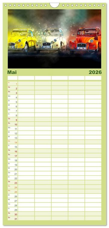 Produktbild: Familienplaner 2026 - Die Ente - Citro&euml;n 2CV mit 5 Spalten (Wandkalender, 21 x 45 cm) CALVENDO