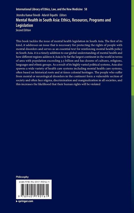 Produktbild: Mental Health in South Asia: Ethics, Resources, Programs and Legislation