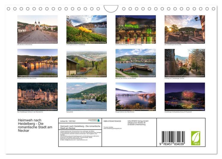 Produktbild: Heimweh nach Heidelberg - Die romantische Stadt am Neckar (Wandkalender 2026 DIN A4 quer), CALVENDO Monatskalender