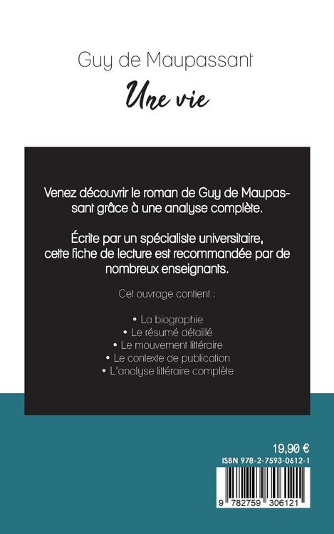 Produktbild: Une vie de Maupassant (fiche de lecture et analyse compl&egrave;te de l'oeuvre)