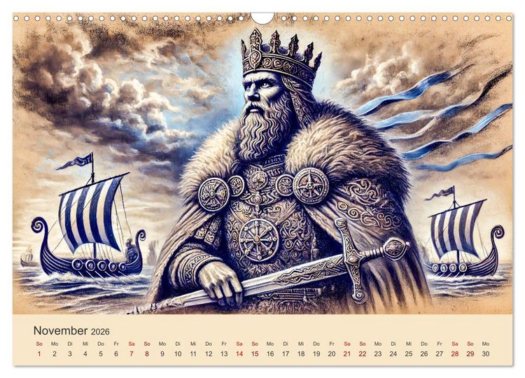Produktbild: Die Wikingerzeit - Helden, K&ouml;nige und Entdeckungen (Wandkalender 2026 DIN A3 quer), CALVENDO Monatskalender
