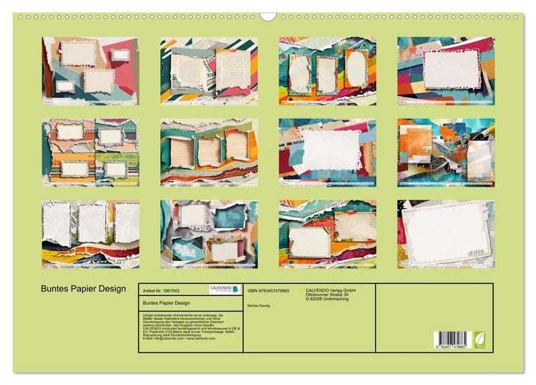 Produktbild: Buntes Papier Design (Wandkalender 2026 DIN A2 quer), CALVENDO Monatskalender