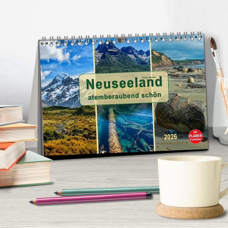 Produktbild: Neuseeland - atemberaubend sch&ouml;n (Tischkalender 2026 DIN A5 quer), CALVENDO Monatskalender