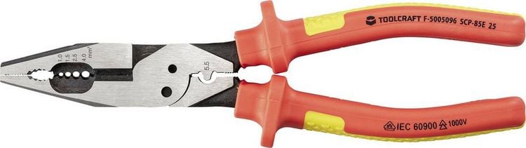 Produktbild: TOOLCRAFT TO-10187133 VDE Elektro-Installationszange 1.5 bis 5.26mm&sup2;