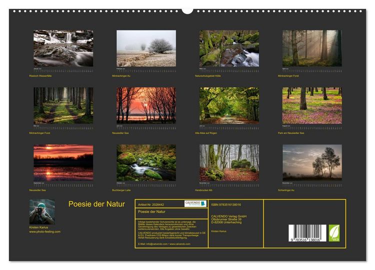Produktbild: Poesie der Natur (hochwertiger Premium Wandkalender 2026 DIN A2 quer), Kunstdruck in Hochglanz