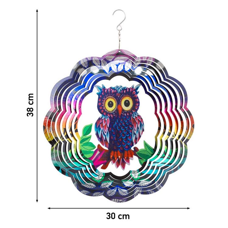 Produktbild: Kinetic Art: Metal Hanging Wind Spinner: 3D Flashy Owl