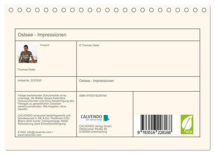 Produktbild: Ostsee - Impressionen (Tischkalender 2026 DIN A5 quer), CALVENDO Monatskalender
