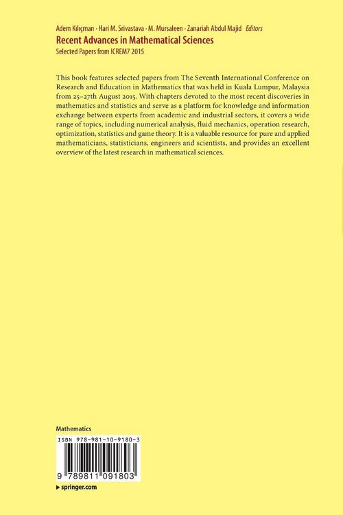 Produktbild: Recent Advances in Mathematical Sciences
